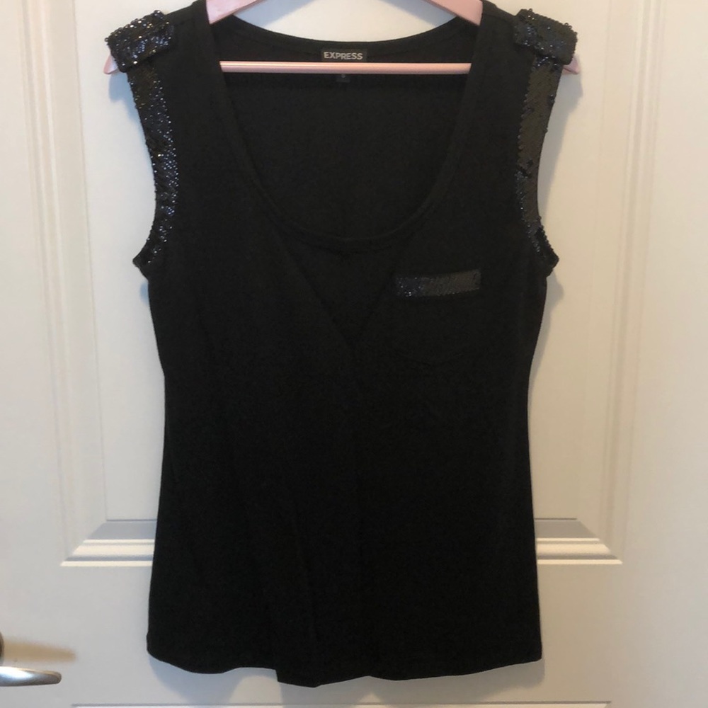 Black Express sleeveless top with Sequence detail